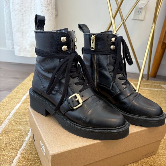 All Saints Donita Leather Ankle Combat Boots - Picture 4 of 15